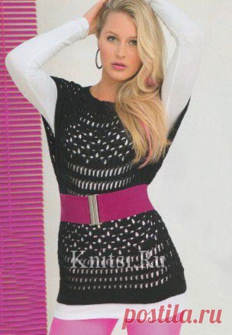 Чёрный ажурный топ. Вязание для женщин / Топы / Спицами