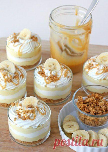 Бананово-карамельный десерт с кремом