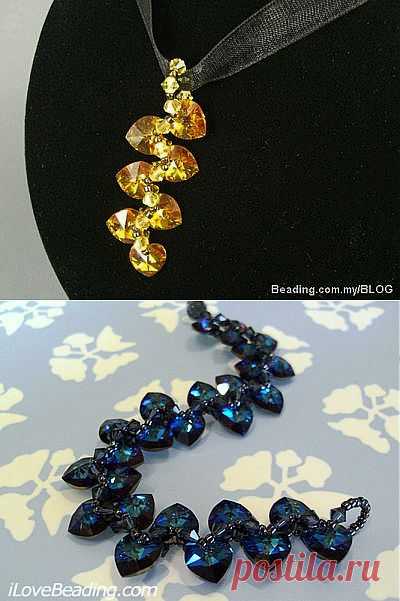 Подвеска из бисера "Золотое сердце"