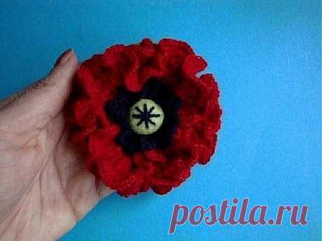 ▶ Как вязать мак Урок 23 Вязание крючком Crochet poppy flower - YouTube