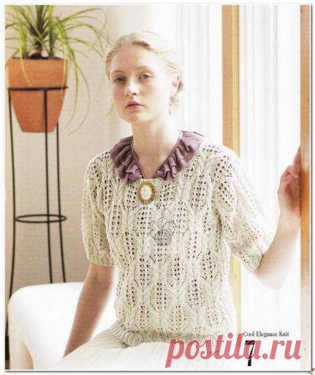 АЖУРНЫЙ ДЖЕМПЕР ВЯЗАНЫЙ СПИЦАМИ №2..