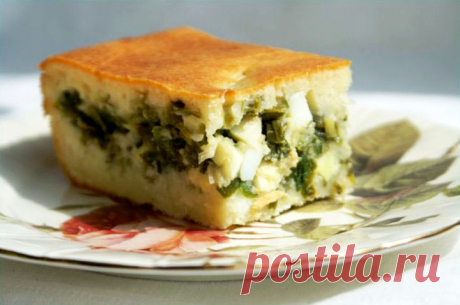 Заливной пирог с зелёным луком и яйцами // ОПТИМИСТ