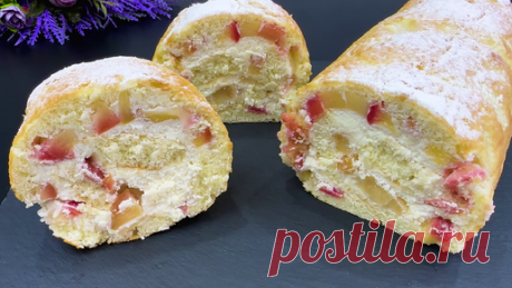 Беру обычные яблоки и заливаею бисквитным тестом. Получается такая вкуснятина.очень вкусный рулет для ленивых лучше чем шарлотка. | Вкусные рецепты | Дзен