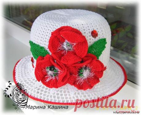Летние шляпки связанные крючком с цветами - много схем,идей и мк.