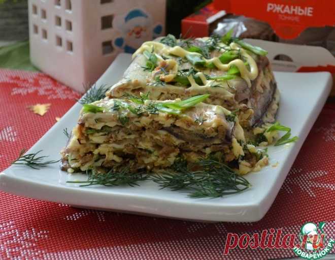 Баклажанный закусочный торт с яично-сырной начинкой – кулинарный рецепт