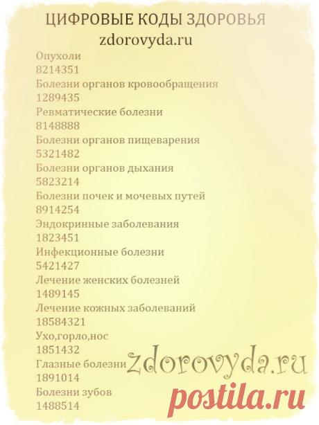 Исцеляющие коды здоровья