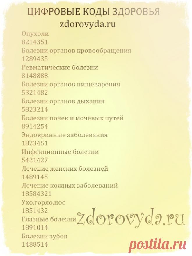 Исцеляющие коды здоровья