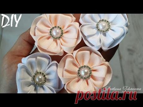 Нежные цветы из ленты 🌸Tutorial Simple Sweet Flower 🌸 DIY 🌸 Svetlana Zolotareva