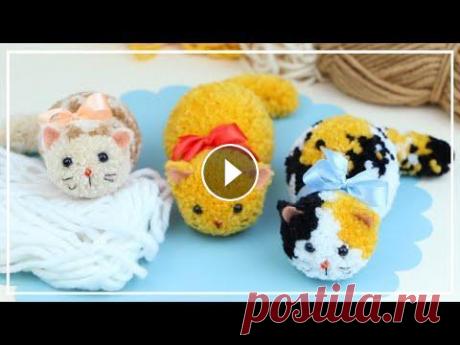Как сделать Котёнка из ниток для вязания  Мастер класс: Как сделать котят из пряжи своими руками. Эти очаровательные кошечки станут приятным украшением для интерьера. Чередуйте разноцветные ни...