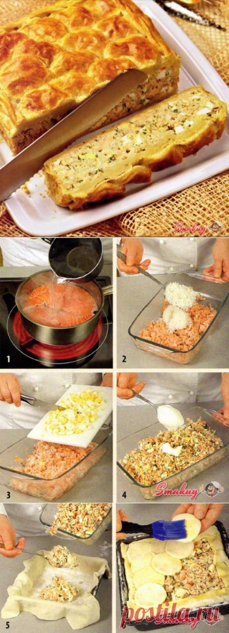 Слоеный пирог с красной рыбой » Смакуй - кулинарные рецепты со всего света!