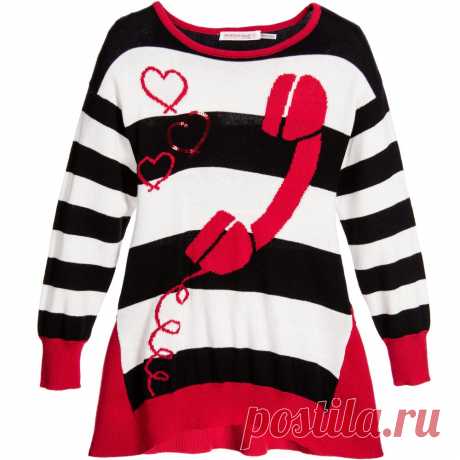Deux Par Deux - Girls Red Striped Knitted Dress | Childrensalon