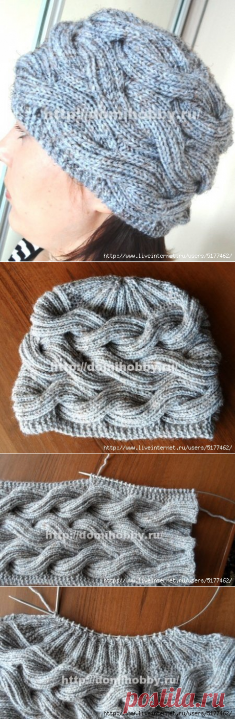 Оригинальная красивая шапочка спицами