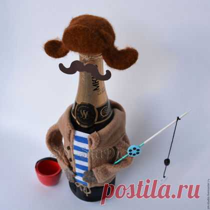 Купить Рыбак. Чехол на бутылку. Подарок рыбаку, мужчине, начальнику - рыбак, подарок рыбаку