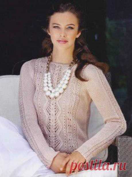 Вязание крючком и спицами - Пуловер из шелковой пряжи с ажурным узором