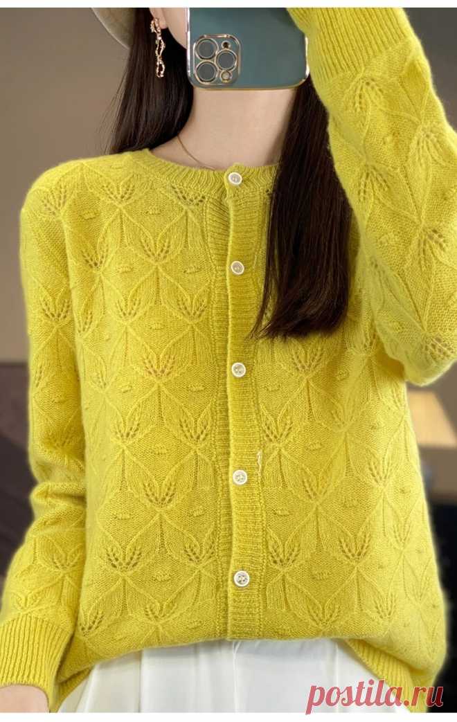 Кардиган с листьями с Aliexpress