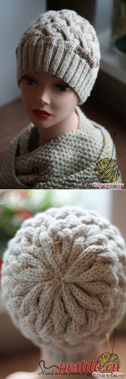 Женская шапочка, связанная аранским узором — Рукоделие