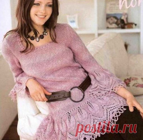 Туника с ажурной каймой спицами. Воздушная летняя туника спицами | Вязание для всей семьи