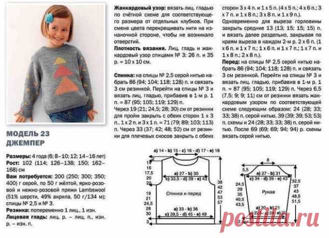 Детский свитер спицами для девочки (мастер-класс)