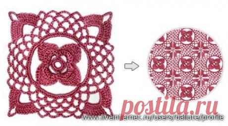 Вязание крючок.Удачный квадрат