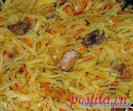 Тушёная капуста с грибами © Кулинарный блог #Рецепты Надежды
