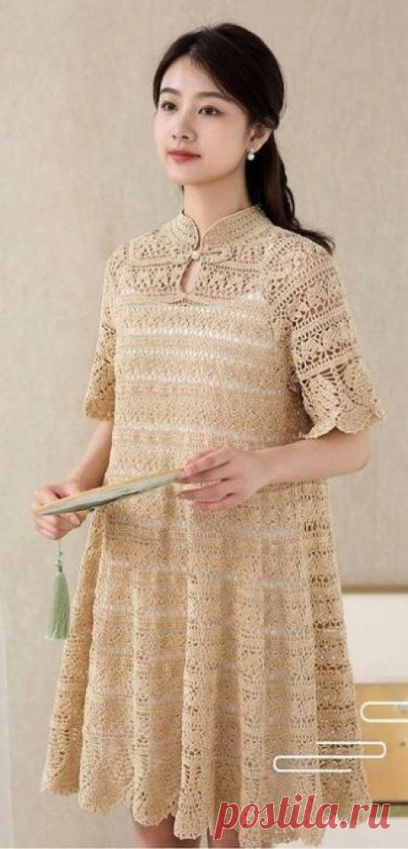 Красивое платье крючком, модель от апонских дизайнеров