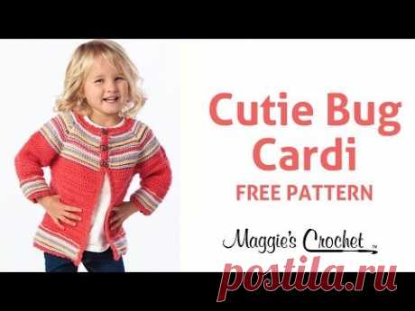 Cutie Bug Child's Cardigan Sweater Free Crochet Pattern - Right Handed