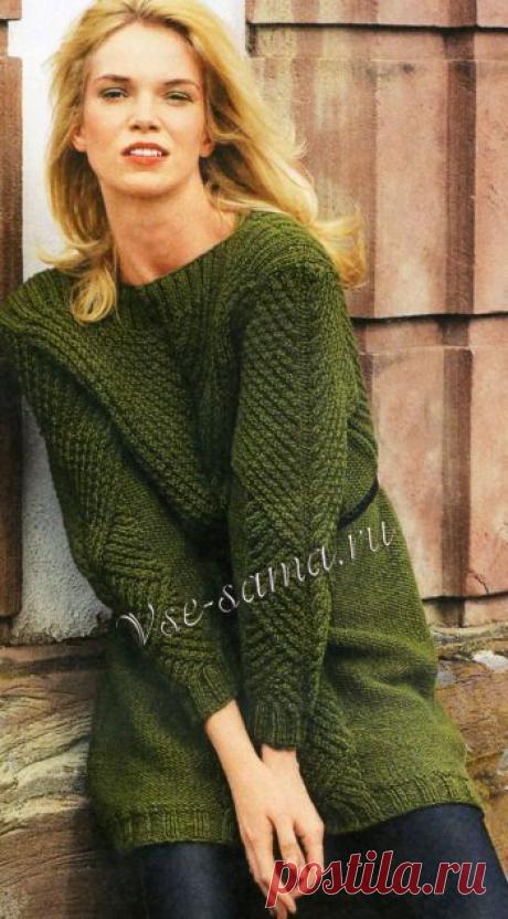 Пуловер с V-образной кокеткой - Пуловер