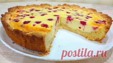 Пирог с ягодами и со сметанной заливкой | Простые Вкусные Рецепты | Дзен