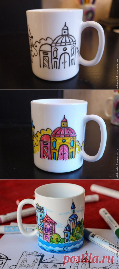 Фломастеры по керамике. Роспись чашки - Ярмарка Мастеров - ручная работа, handmade