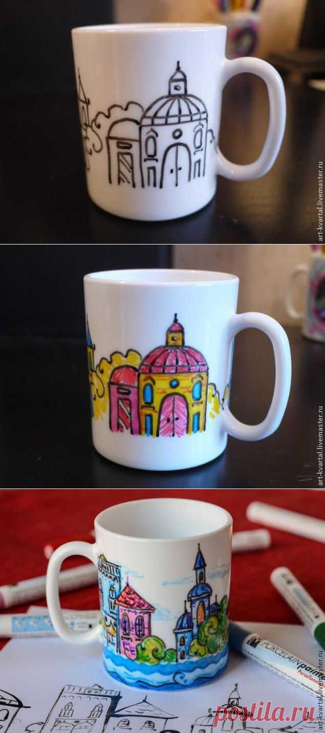 Фломастеры по керамике. Роспись чашки - Ярмарка Мастеров - ручная работа, handmade