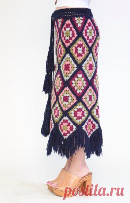 Интересная юбка из квадратов