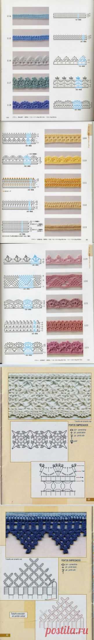 Вязание кромки, каймы крючком фото и схемы (из интернета)