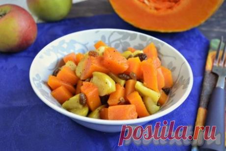 Десерт из тыквы и яблок на сковороде