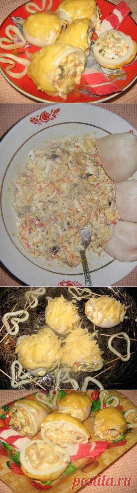 Кальмары фаршированные грибами и сыром - Простые рецепты Овкусе.ру