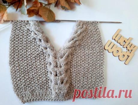 Вяжем косу по вырезу горловины (Вязание спицами) – Журнал Вдохновение Рукодельницы
