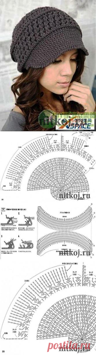 Весенняя кепка крючком &raquo; Ниткой - вязаные вещи для вашего дома, вязание крючком, вязание спицами, схемы вязания