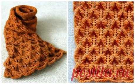 Прелестный шарф с кружевными листьями