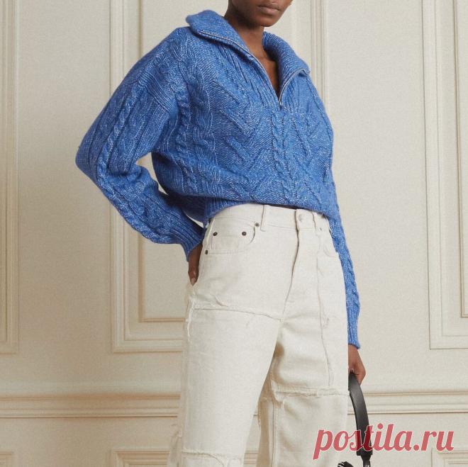 Джемпер с воротником на молнии (схема узора) | СПИЦАМИ: ПУЛОВЕР ...