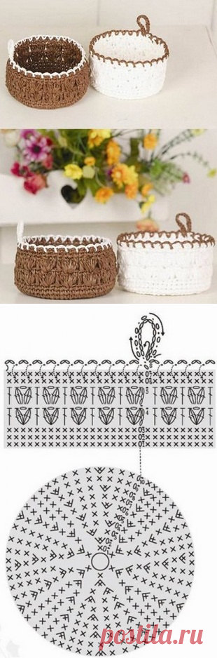 Вязание корзинки крючком