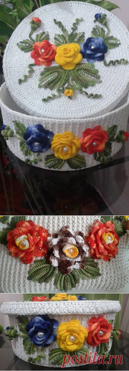 Эффектная вязаная крючком шкатулка