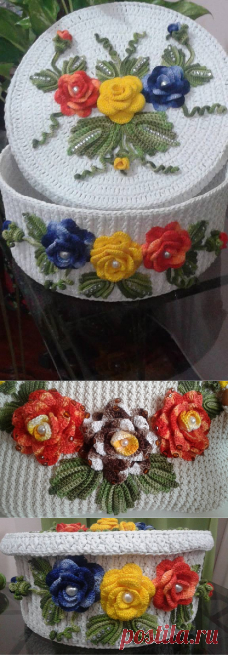 Эффектная вязаная крючком шкатулка