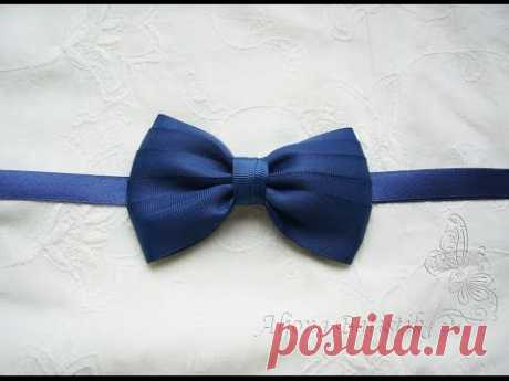 МК  Бабочка галстук из репсовой ленты для мальчика. Новый вариант !