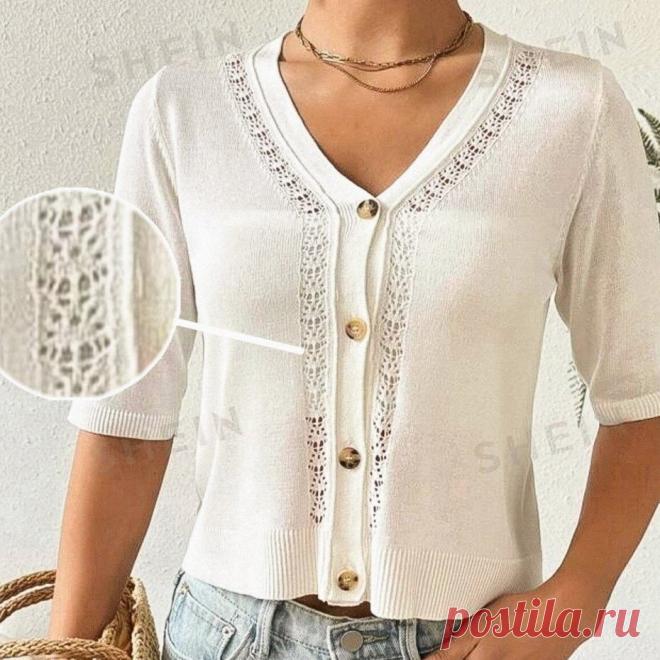 Схема — лаконичная кофта на пуговицах с ажурной дорожкой и листьями | Вяжем вместе! | Дзен