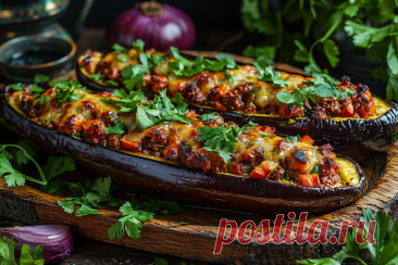 Мясо и гарнир в одном блюде! Запеченные баклажаны с фаршем и рисом Запеченные баклажаны с фаршем и рисом — сытное блюдо с южным характером. Когда хочется чего-то сытного, но необычного, этот рецепт станет идеальным решением.