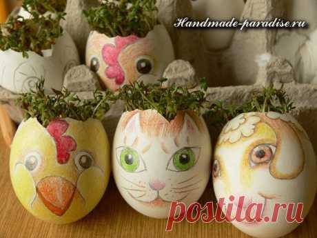 Проростки в скорлупках для пасхального интерьера - Handmade-Paradise