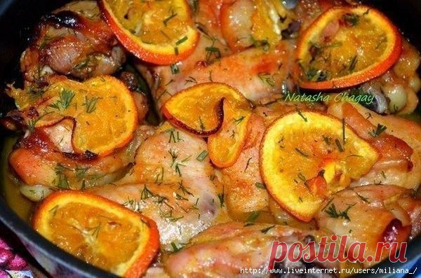 Курица запеченная в духовке с апельсином!