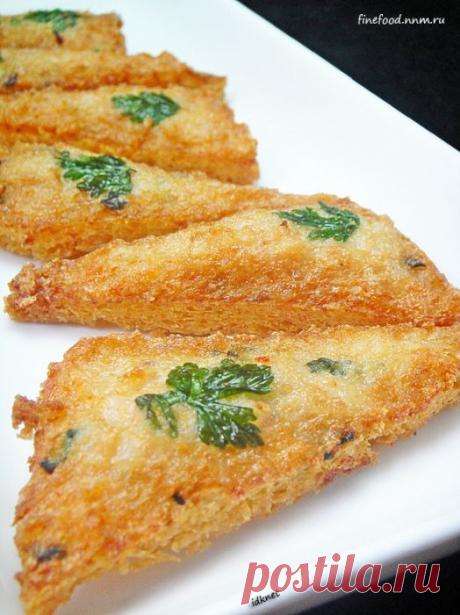 Отличная закуска для пивной вечеринки. Тосты с креветками - Вкусные рецепты