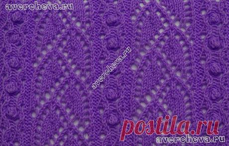 узор 322 листочки из Японии | каталог вязаных спицами узоров