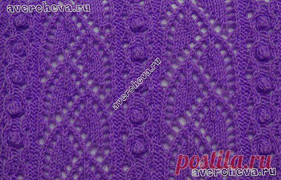 узор 322 листочки из Японии | каталог вязаных спицами узоров