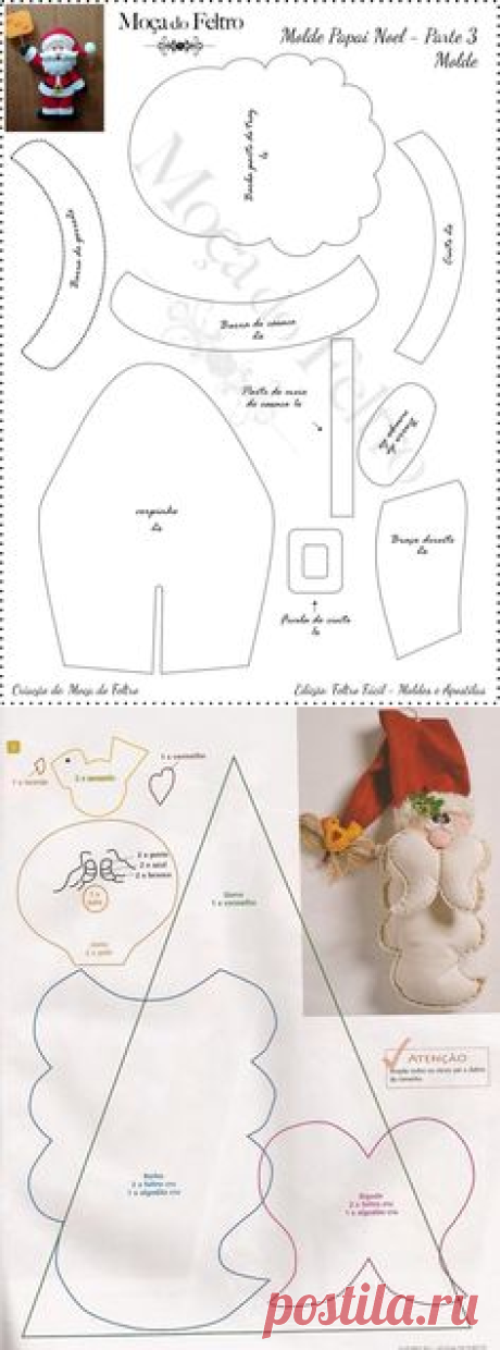 Feltro Fácil: Molde do Papai Noel Deitado | Новый год и Рождество | Noel, Feltro and Html